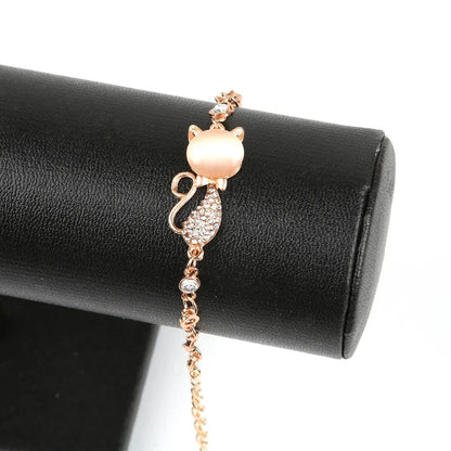 Rose Gold Alloy Lovely Cat Bracelets WEM Support (www.WEM.support)