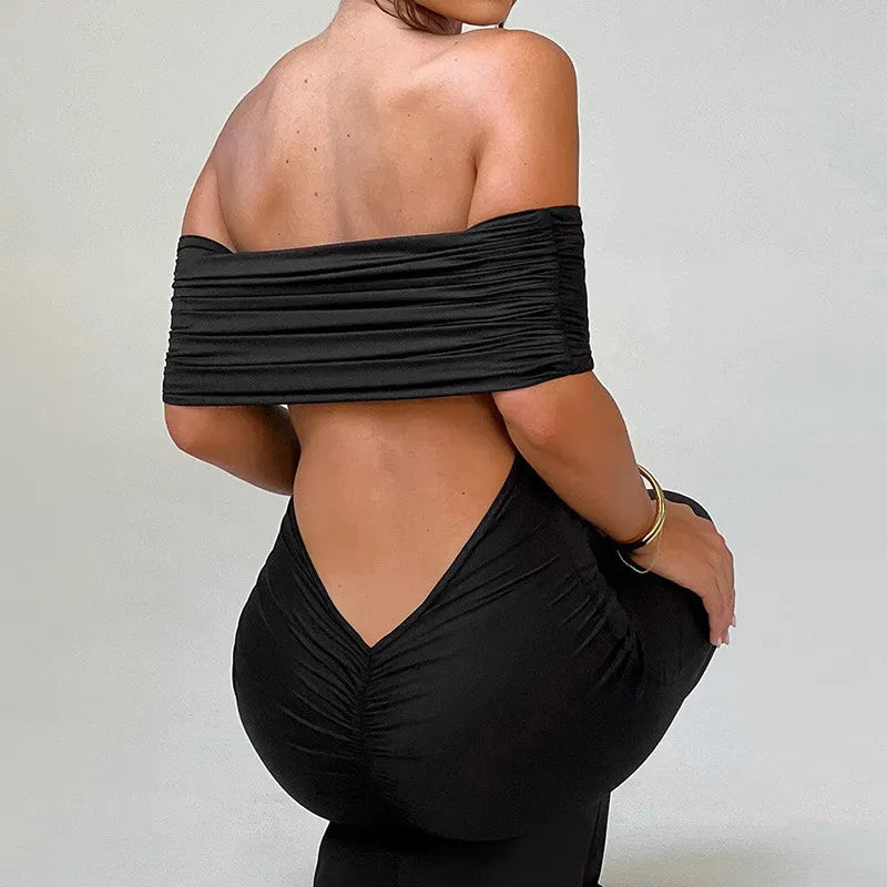 Socialite Style Elegant Sexy Backless Off-shoulder Dress Women WEM Support (www.WEM.support)