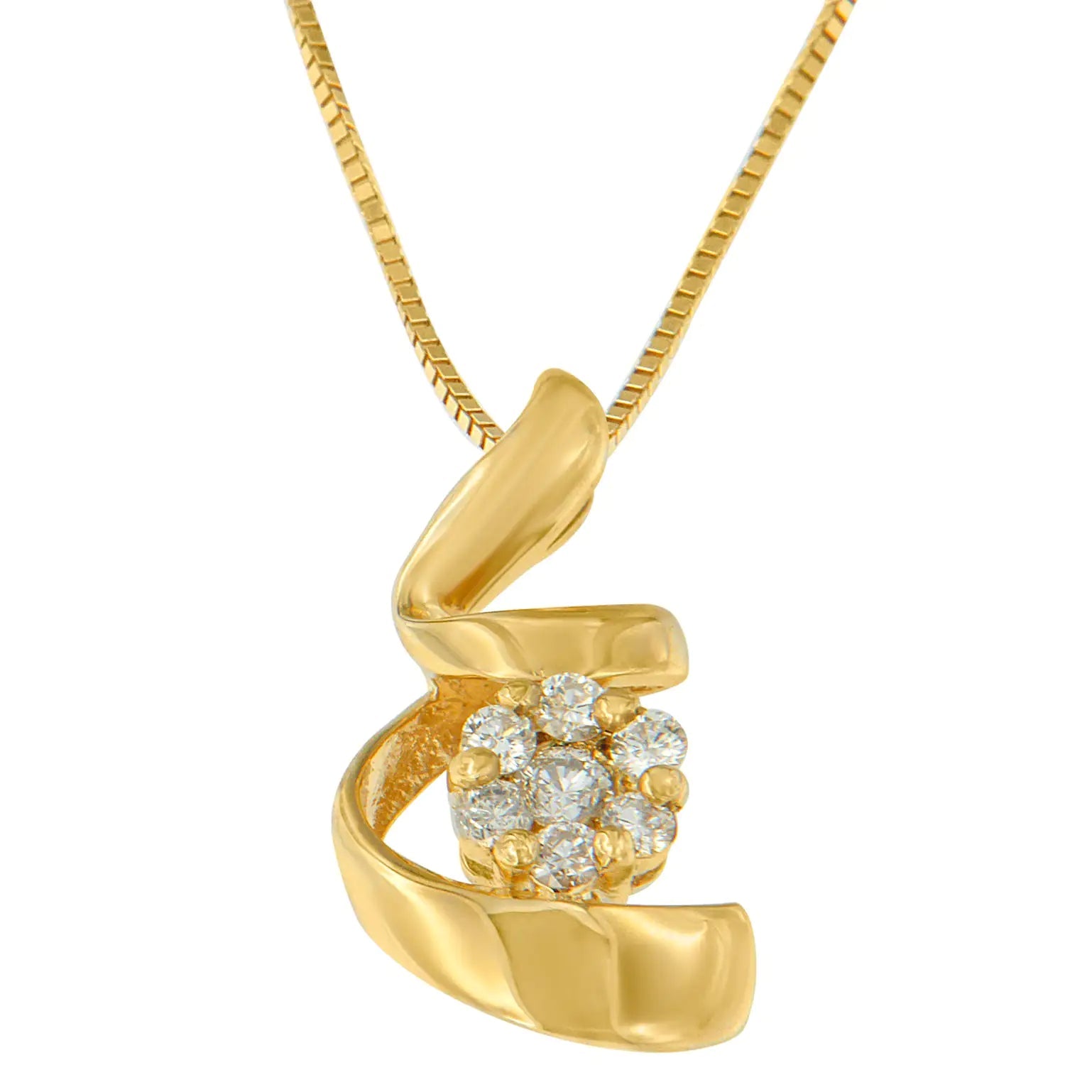 Espira 10K Yellow Gold 1/4 cttw Diamond Spiral Pendant Necklace (I-J, I2-I3) WEM Support (www.WEM.support)