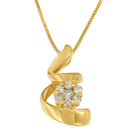 Espira 10K Yellow Gold 1/4 cttw Diamond Spiral Pendant Necklace (I-J, I2-I3) WEM Support (www.WEM.support)