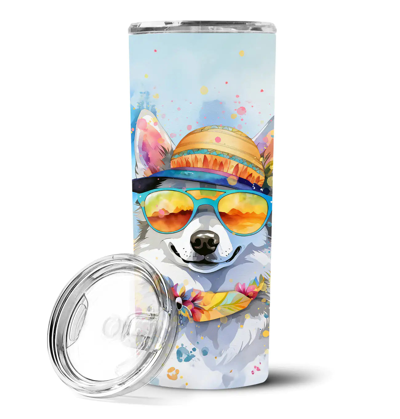 Alaskan Klee Kai Hippie Dawg Stainless Steel Skinny Tumbler WEM Support (www.WEM.support)