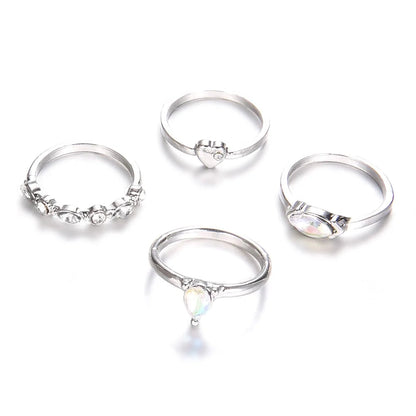 Classic Silver Crystal Heart Ring Set WEM Support (www.WEM.support)