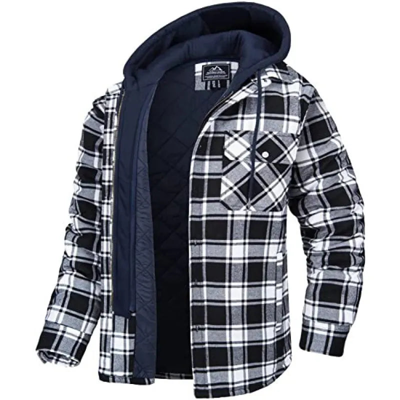Men's Thick Padded Long Sleeves Loose Plaid WEM Support (www.WEM.support)