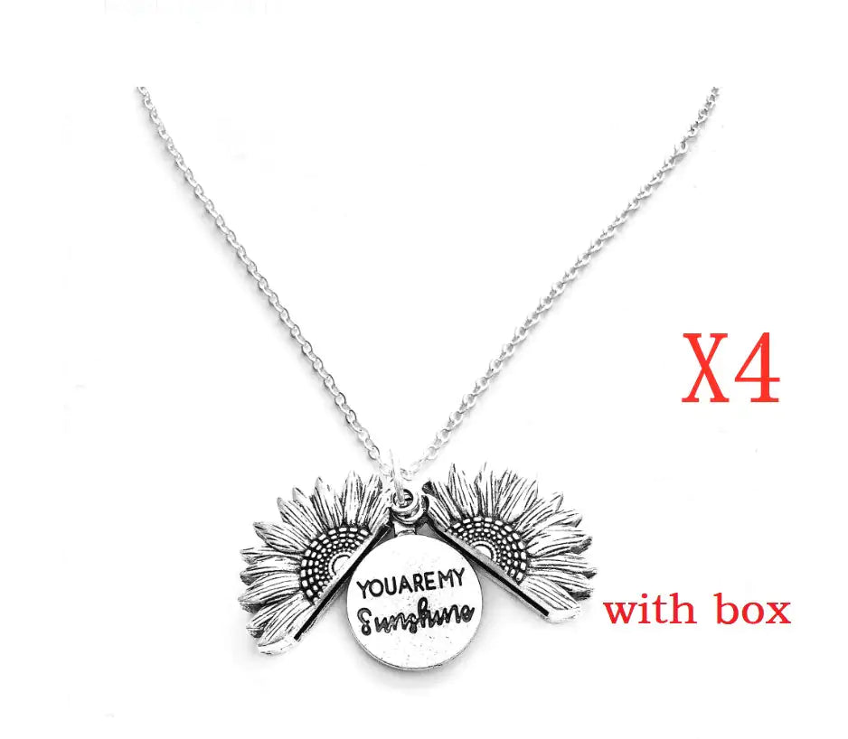 Sunflower Double Lettering Necklace WEM Support (www.WEM.support)