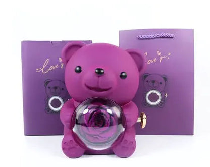 Rose Teddy Bear with Ring and Necklace WEM Support (www.WEM.support)