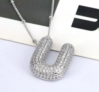 Brass Zircon Letter Necklace WEM Support (www.WEM.support)