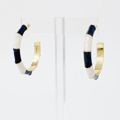 Color Block Bamboo Hoop Earrings WEM Support (www.WEM.support)