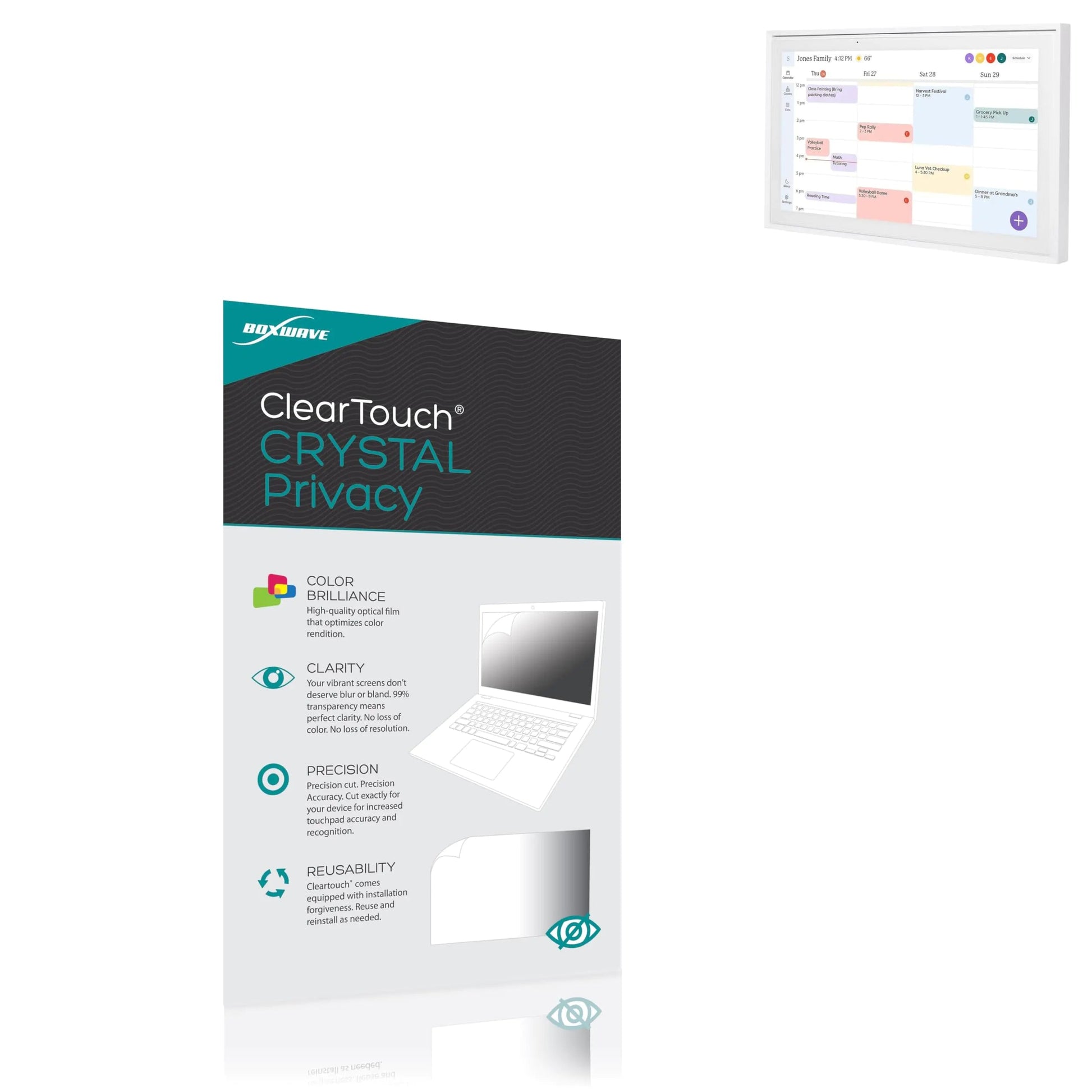 BoxWave Screen Protector Compatible with Skylight Calendar (15 inch) - ClearTouch Crystal (2-Pack), HD Film Skin - Shields from Scratches HejK.com