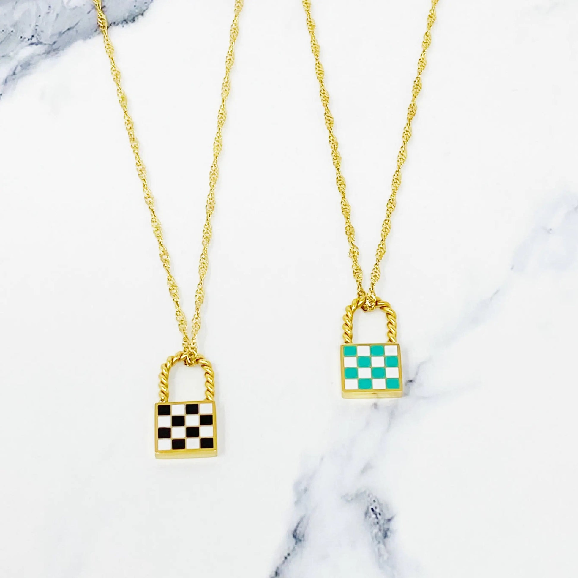 Checkered Locket Necklace WEM Support (www.WEM.support)