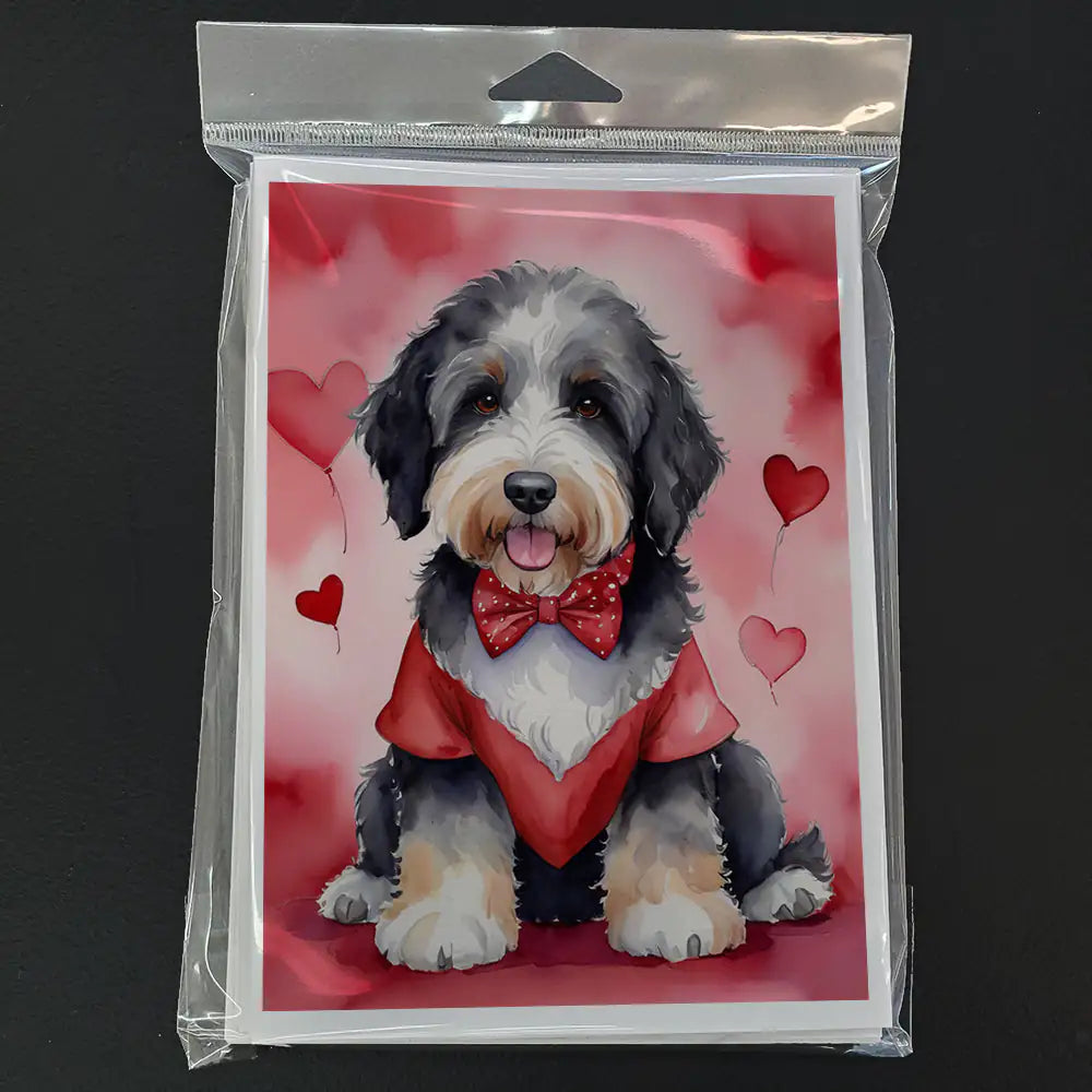 Bernedoodle My Valentine Greeting Cards Pack of 8 WEM Support (www.WEM.support)