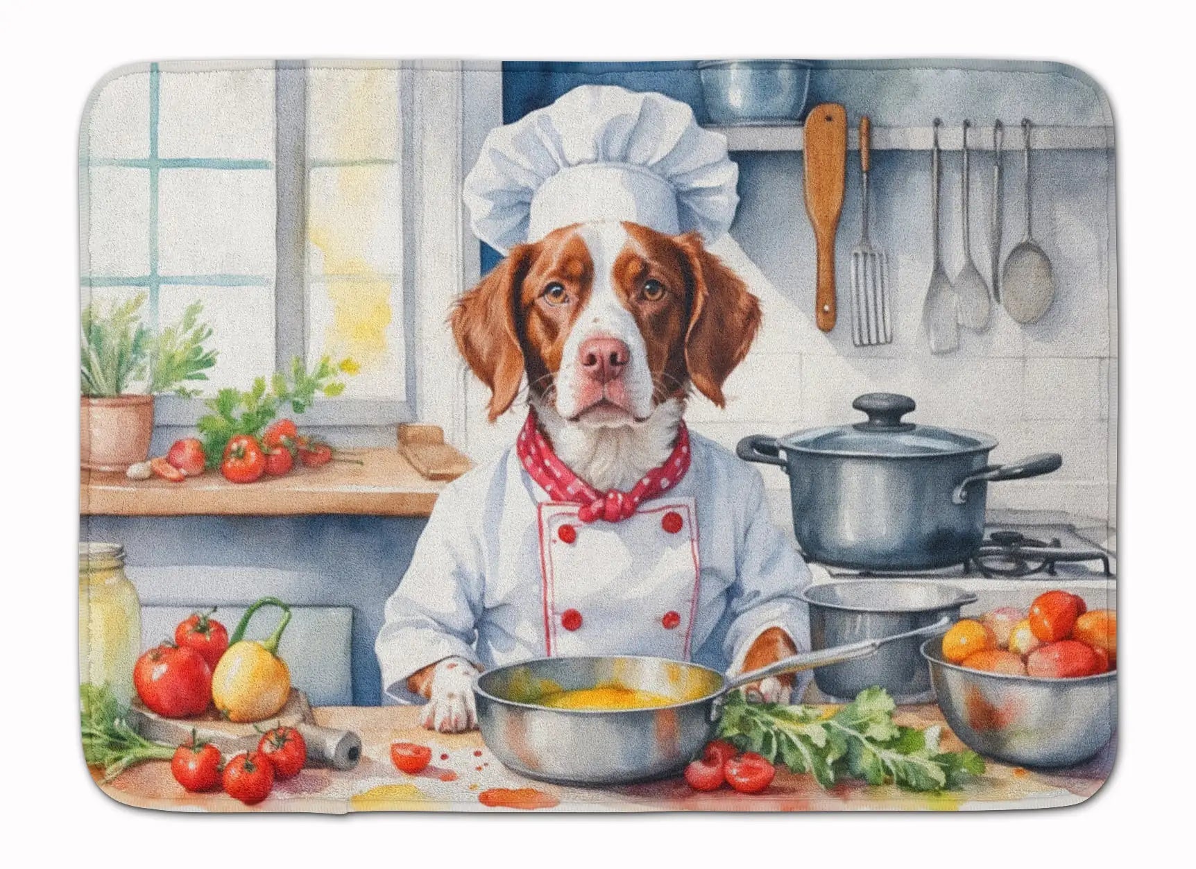 Brittany Spaniel The Chef Memory Foam Kitchen Mat WEM Support (www.WEM.support)