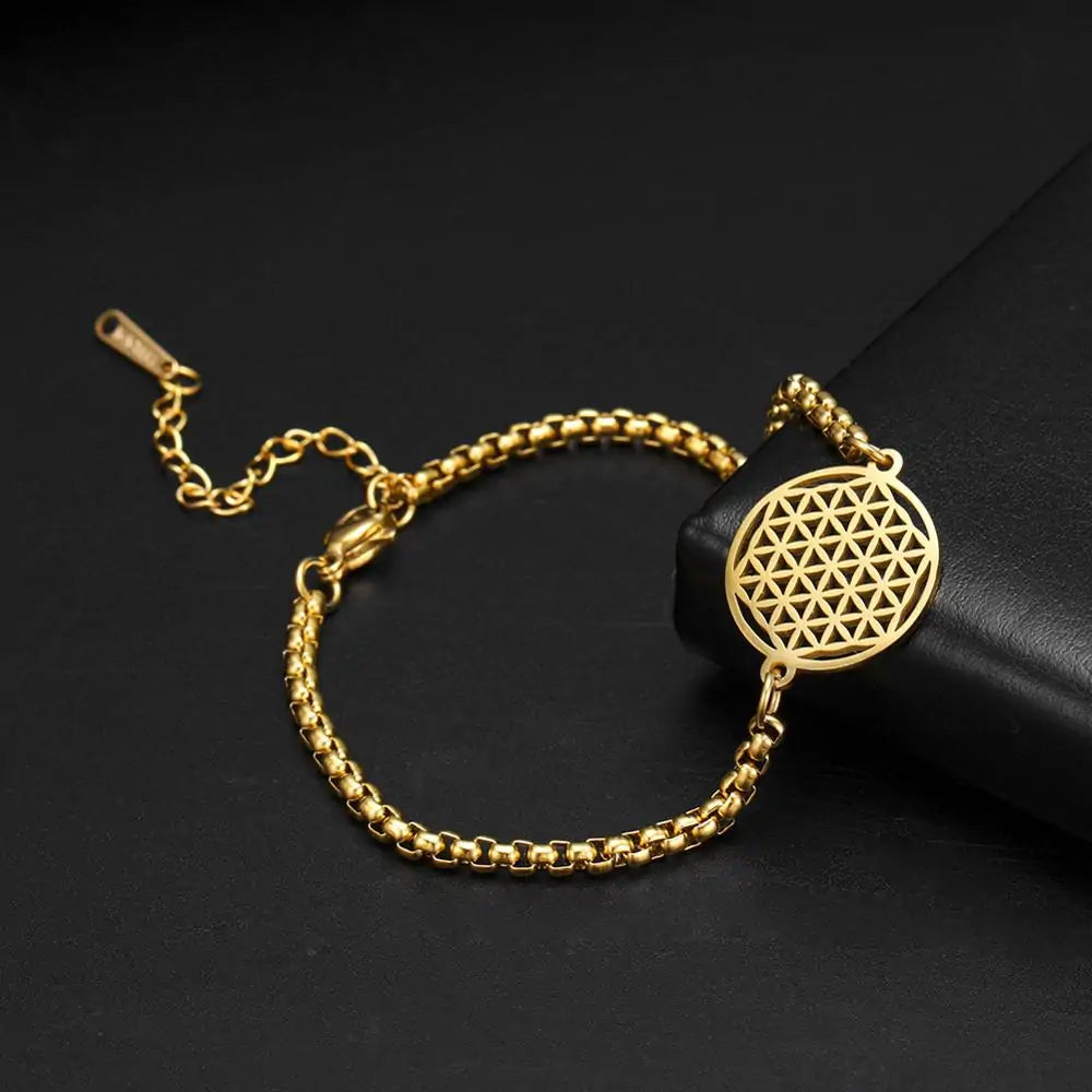 Flower of Life Stainless Steel Bracelet WEM Support (www.WEM.support)