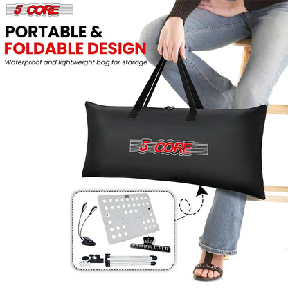 5Core Music Stand For Sheet Music Portable Tripod Adjustable Folding Note Holder White WEM Support (www.WEM.support)