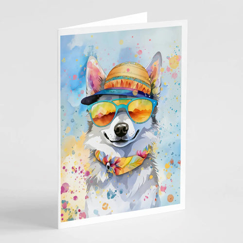 Alaskan Klee Kai Hippie Dawg Greeting Cards Pack of 8 WEM Support (www.WEM.support)