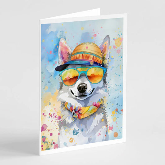 Alaskan Klee Kai Hippie Dawg Greeting Cards Pack of 8 WEM Support (www.WEM.support)
