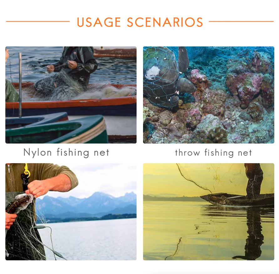 6/8/10/12/16FT Fishing Cast Net Bait Easy Throw Hand Cast Strong Nylon Mesh USA WEM Support (www.WEM.support)