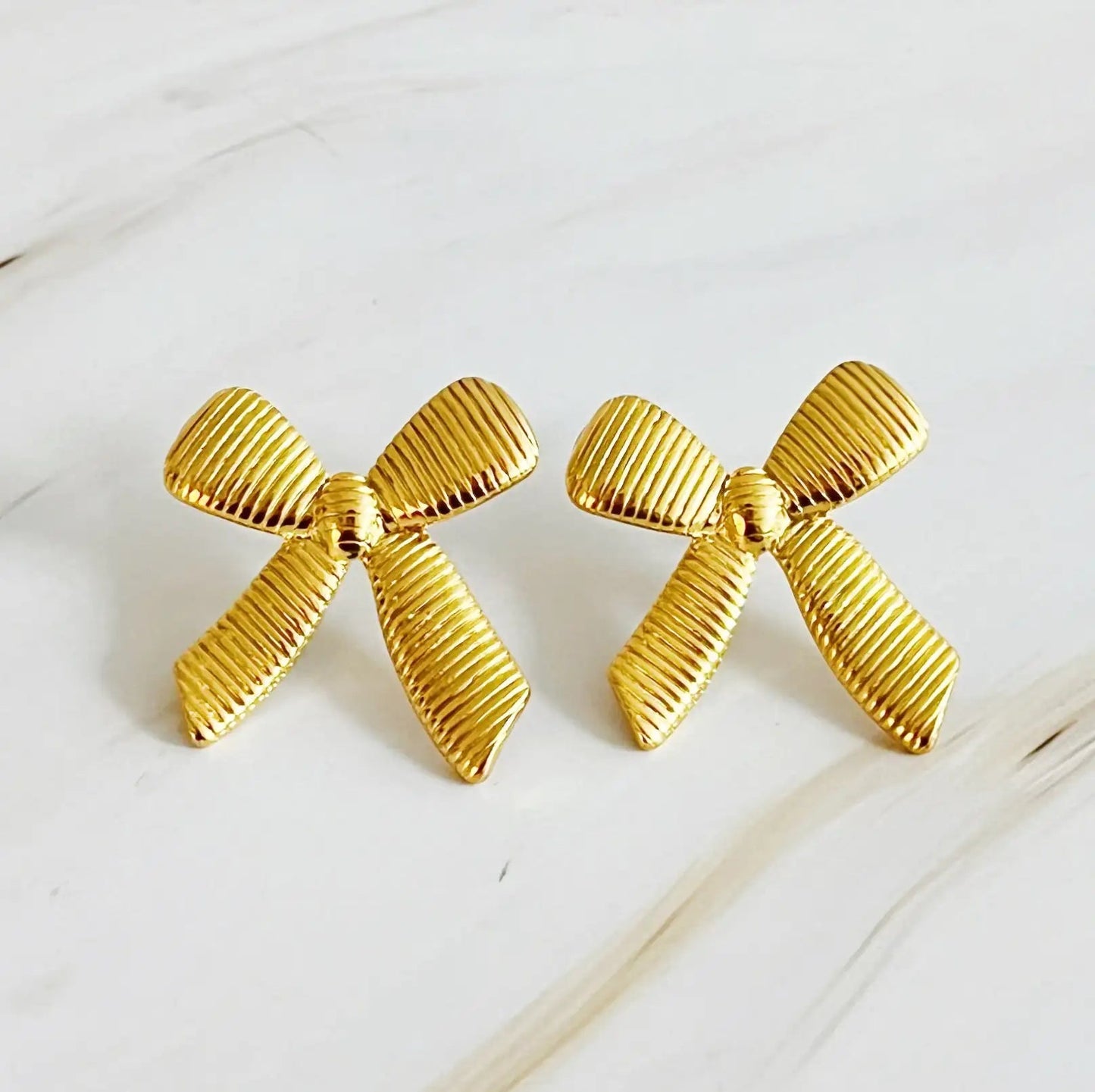 Cabled Bow Stud Earrings WEM Support (www.WEM.support)