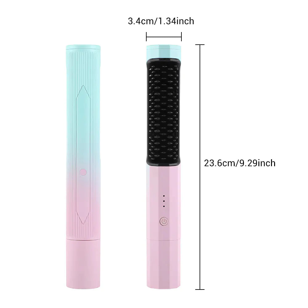 Straightening Comb Rechargeable Hair Wireless Straightener Curler Curling Straighten Dual-purpose Travel Portable USB Charging WEM Support (www.WEM.support)