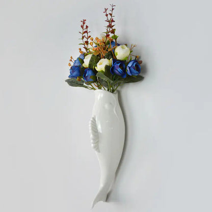 Simple Modern Creative Wall Ceramic Goldfish Vase Restaurant Mural Wall Hanging Three-Dimensional Wall Decoration Wholesale WEM Support (www.WEM.support)