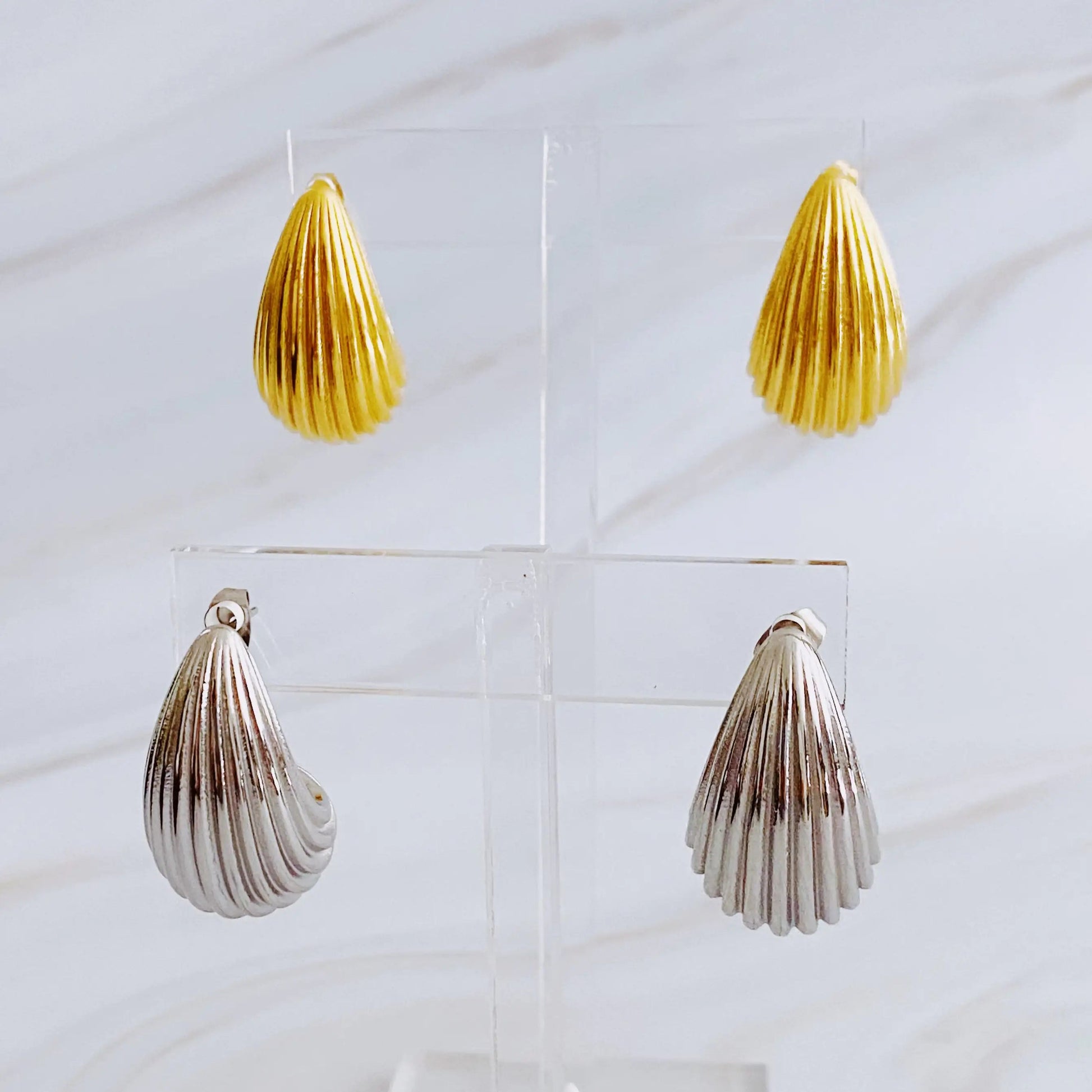 Cabled Teardrop Solid Stud Earrings WEM Support (www.WEM.support)