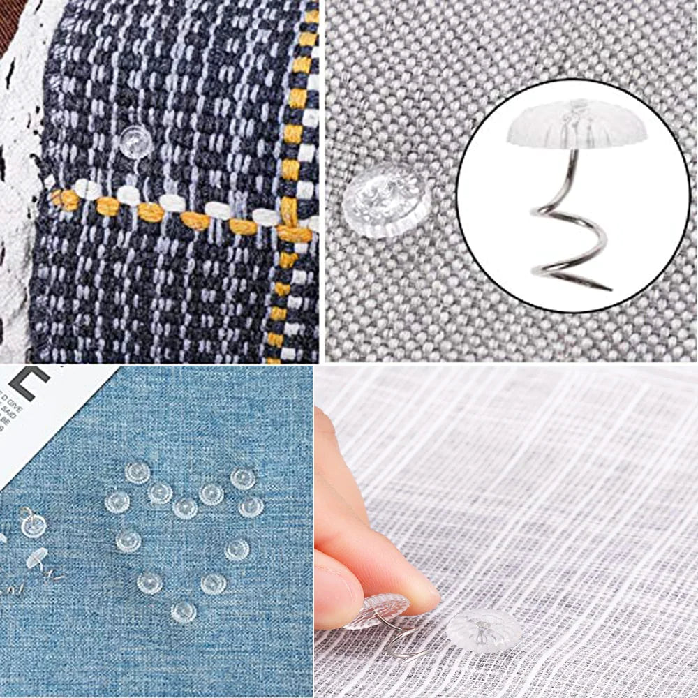 50 Pcs Upholstery Tacks Headliner Pins Clear Heads Twist Bed Fabric Sofa Chair WEM Support (www.WEM.support)