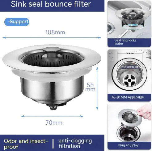 Stainless Steel Sink Drain Filter WEM Support (www.WEM.support)