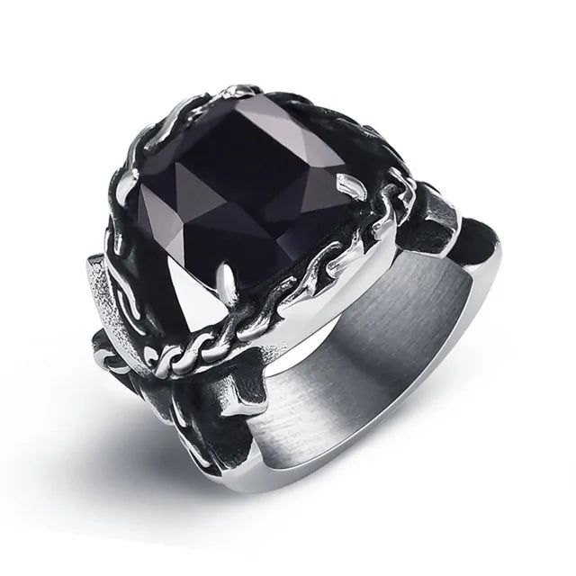 Punk Titanium Steel Valknut Signet Ring WEM Support (www.WEM.support)