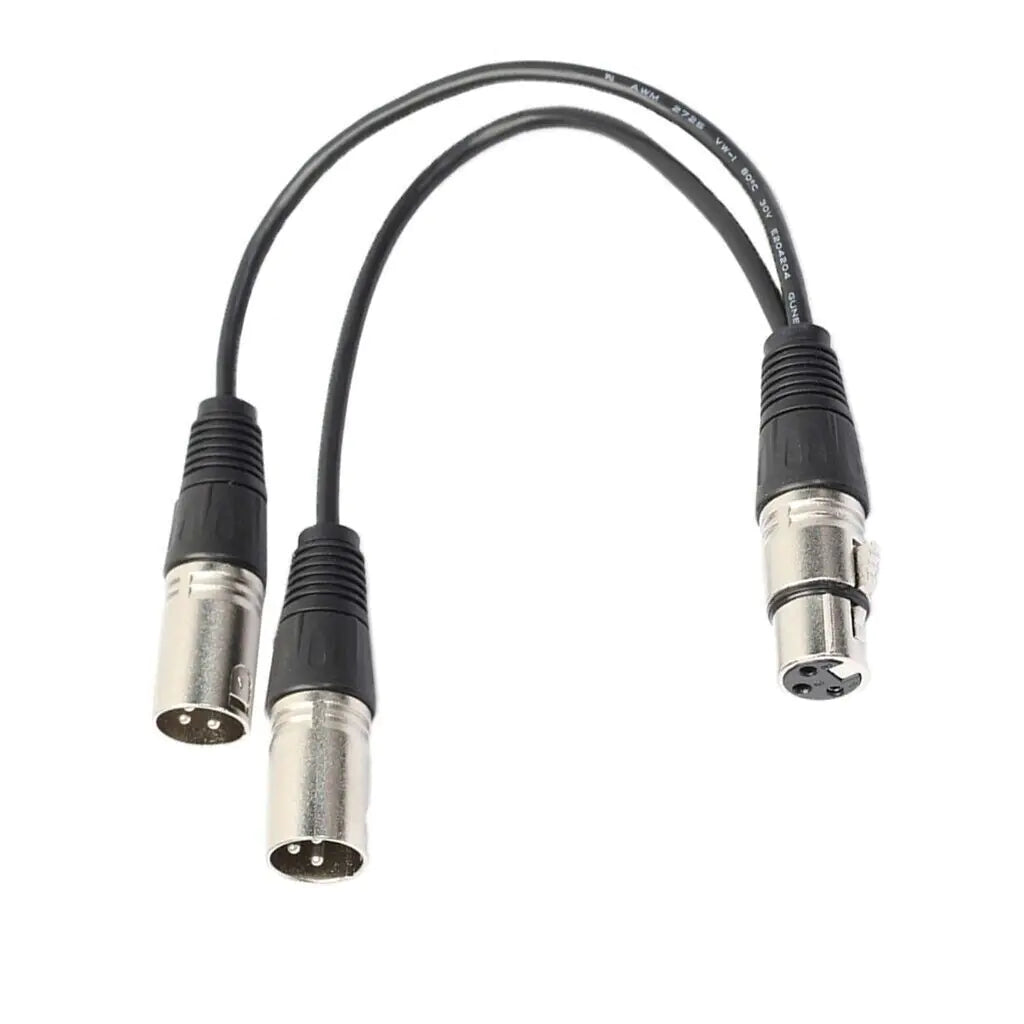 3Pin XLR Female Jack To Dual 2 Male Plug Y Splitter Cable Adapter Microphone USA WEM Support (www.WEM.support)