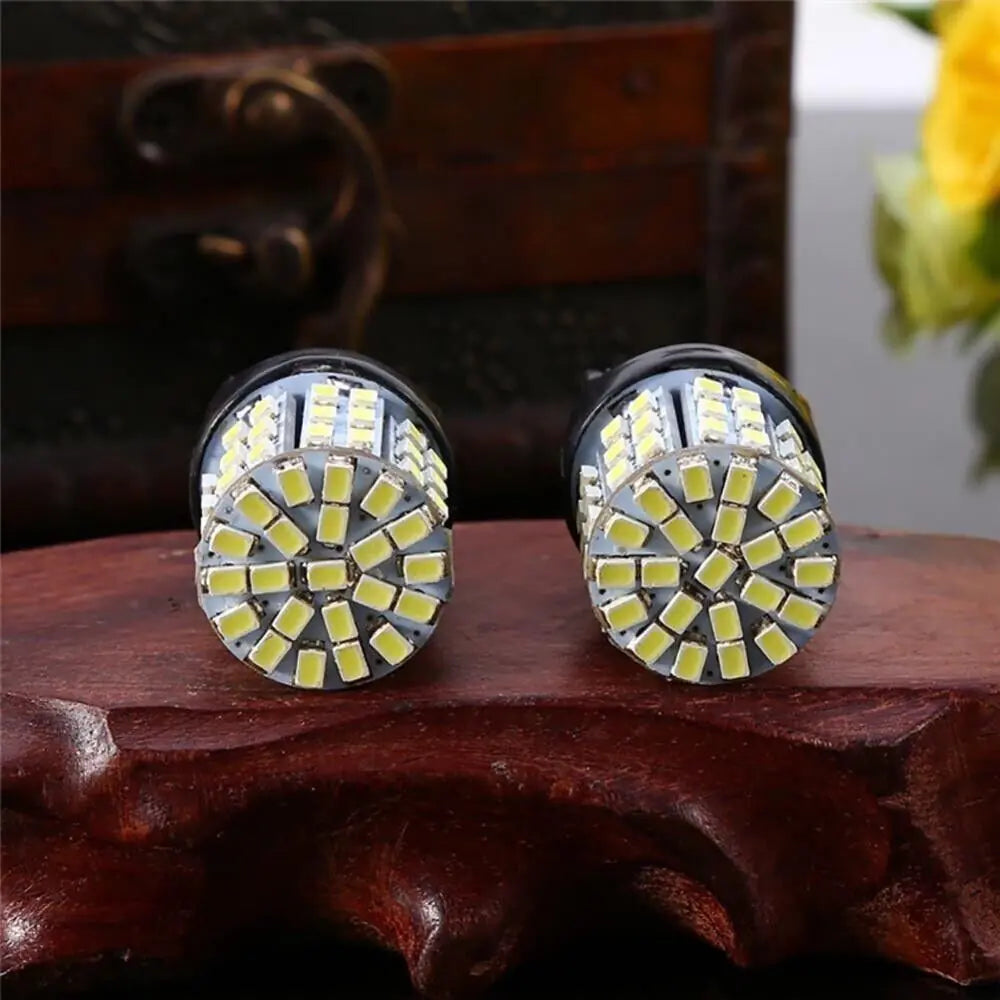 4X 3157 3156 64SMD LED Reverse Tail Brake Turn Signal DRL Light Bulb 6000K White WEM Support (www.WEM.support)