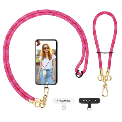 MoKo Crossbody Phone Lanyard, Adjustable Cell Phone Lanyard, Premium 8mm Thick Rope Mobile Phone Lanyard for iPhone, Samsung,and More | Phone Neck Strap×1, Wrist Strapx1, Lanyard Patch×2, Black HejK.com