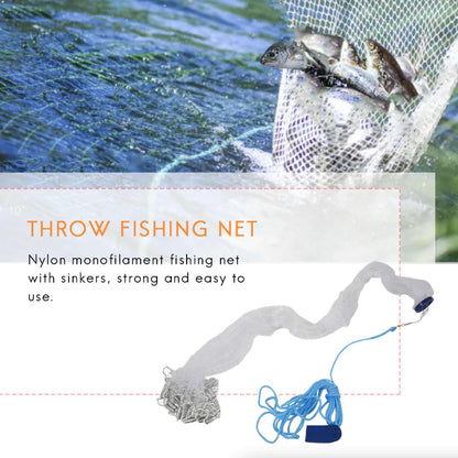 6/8/10/12/16FT Fishing Cast Net Bait Easy Throw Hand Cast Strong Nylon Mesh USA WEM Support (www.WEM.support)