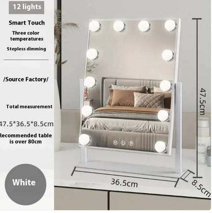 Vanity Mirror with Lights, Hollywood Vanity Makeup Mirror with 9 Dimmable LED Bulbs, 3 Color Lighting Modes, Detachable 10X Magnification, 360°Rotation,White WEM Support (www.WEM.support)