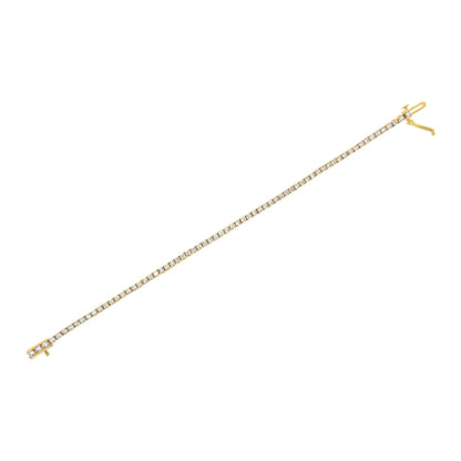 14K Yellow Gold 3.0 Cttw 4 Prong Set Round Brilliant Cut Diamond Classic Tennis Bracelet ( J-K Color, VVS2-VS1 Clarity) - 7.25 " Inches WEM Support (www.WEM.support)