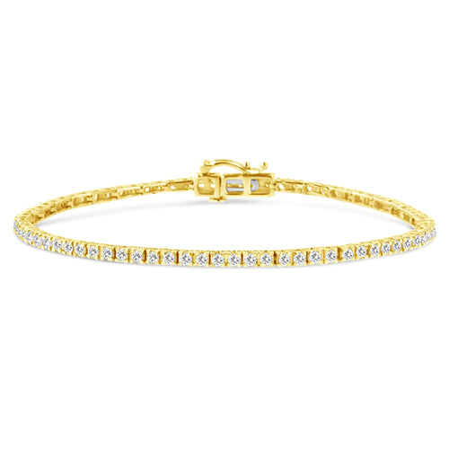Pulsera de Tenis de Eslabones Clásicos de Plata Esterlina .925 con Baño de Oro Amarillo de 14K y 2.0 Cttw de Diamantes (Color K-L, Claridad I2-I3) - 7-1/4" WEM Support (www.WEM.support)