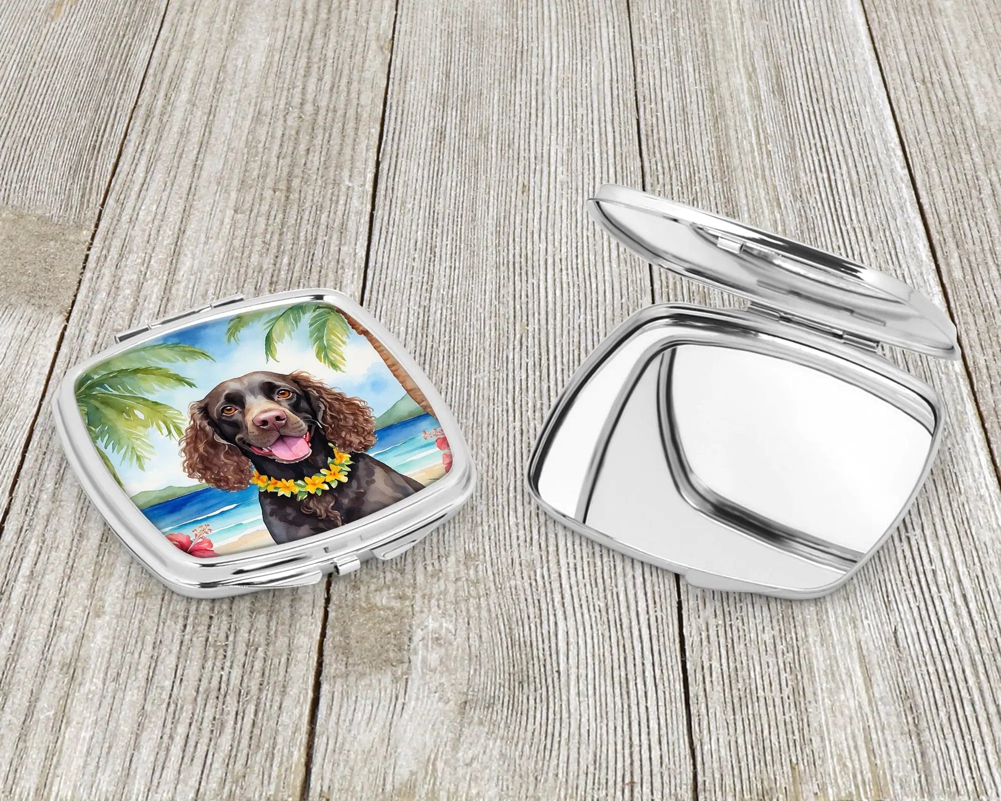 American Water Spaniel Luau Compact Mirror WEM Support (www.WEM.support)