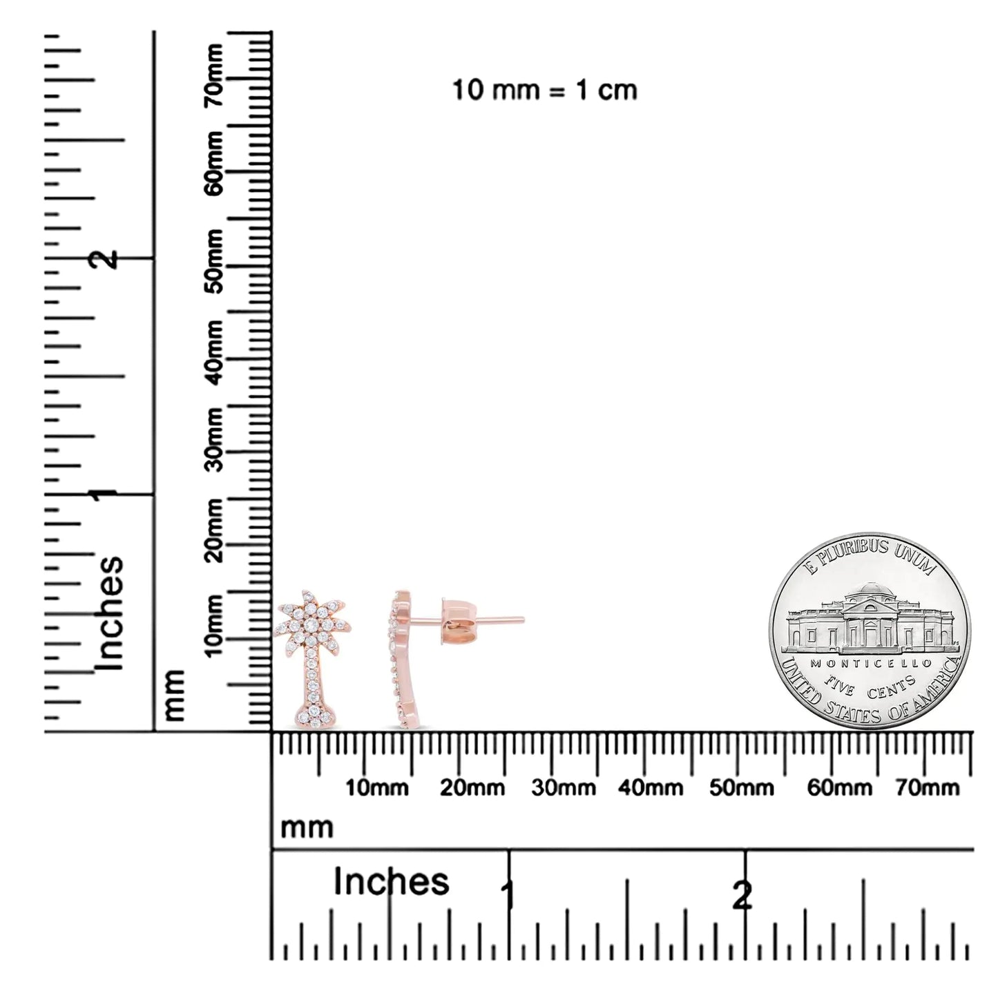 Aretes de Topillo de Árbol de Palma de Diamantes en Oro Rosa de 10K 1/4 Cttw (Color H-I, Claridad I1-I2) WEM Support (www.WEM.support)