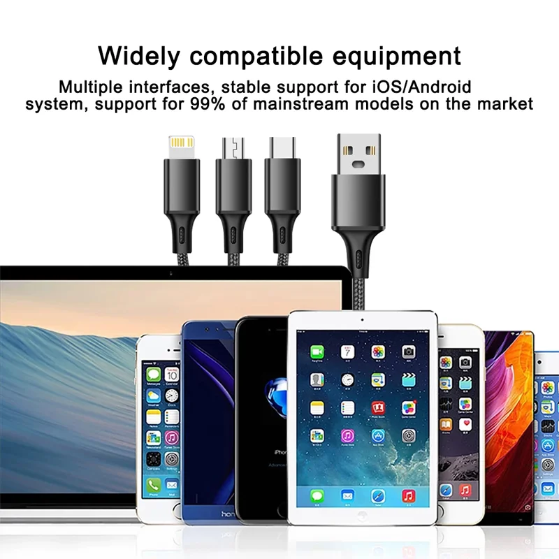 3 In 1 Fast Charging Cable Cord WEM Support (www.WEM.support)