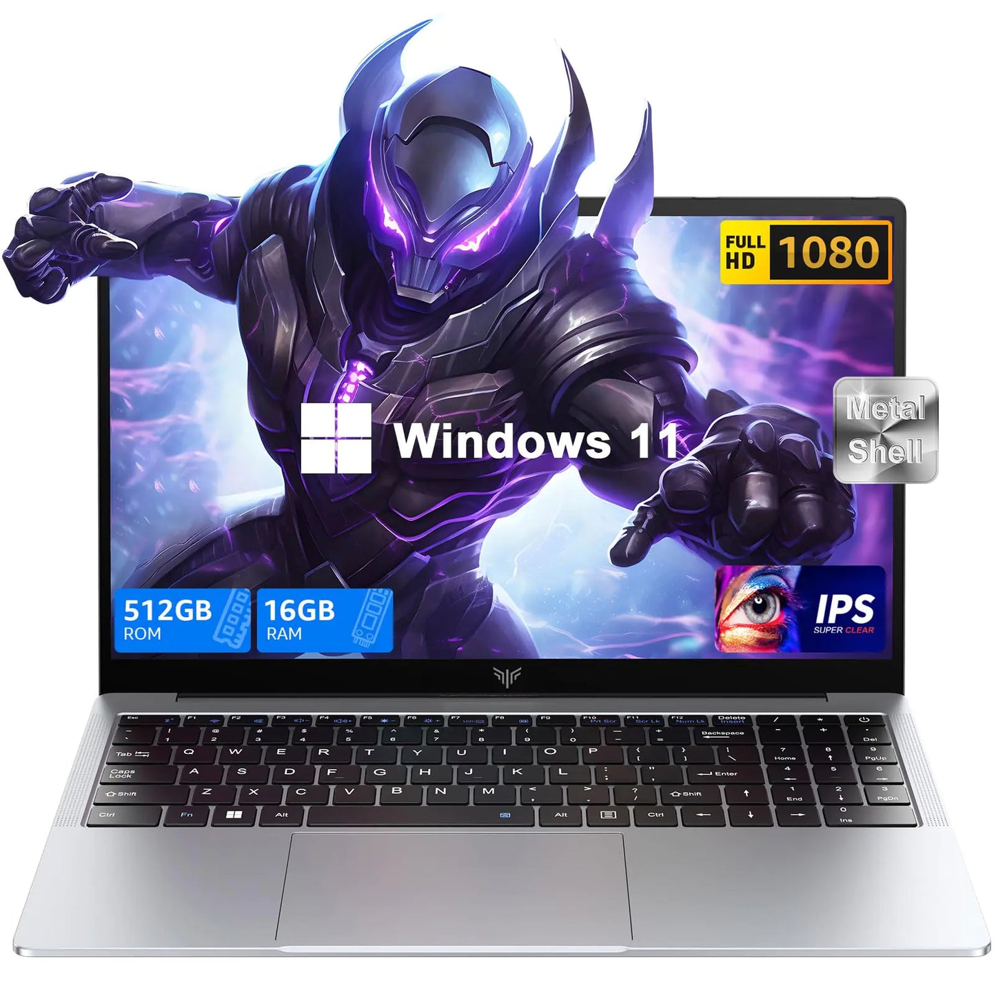 KAIGERR Laptop 2025 Gaming Laptop Computer with Intel Quad-Core Processor(Up to 3.6GHz) 16GB DDR4 512GB SSD Windows 11 Laptop 15.6" IPS 1080P Metal Shell USB3.2 Long Battery Life