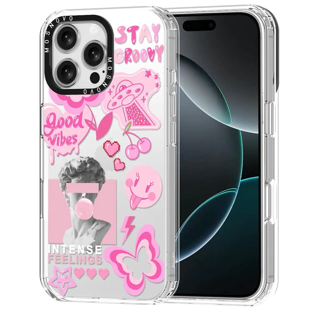 MOSNOVO Case for iPhone SE, iPhone 8 & iPhone 7, [Buffertech 6.6ft Military-Grade Drop Protection] [Anti Peel Off Tech] Clear TPU Bumper Phone Case Cover Design - 70's Psychedelic Groovy Art