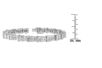 14K White Gold Princess and Baguette-Cut Diamond Geo-Link Bracelet(8.35 cttw,G-H Color,VS1-VS2 Clarity) WEM Support (www.WEM.support)