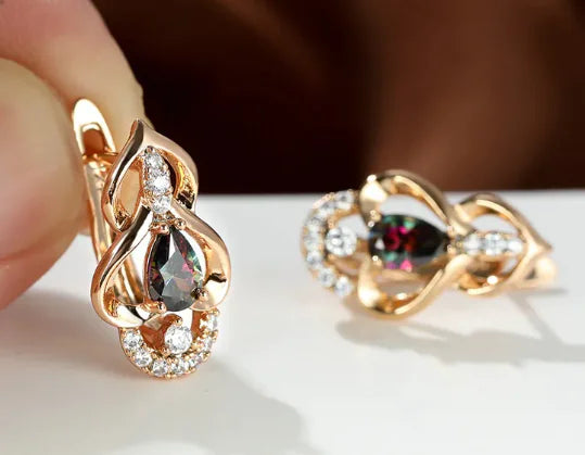 Droplet Bright Topaz Earrings In Champagne Gold Plated WEM Support (www.WEM.support)