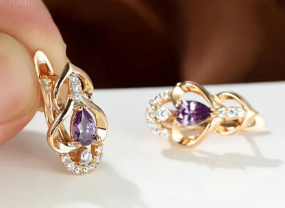 Droplet Bright Topaz Earrings In Champagne Gold Plated WEM Support (www.WEM.support)