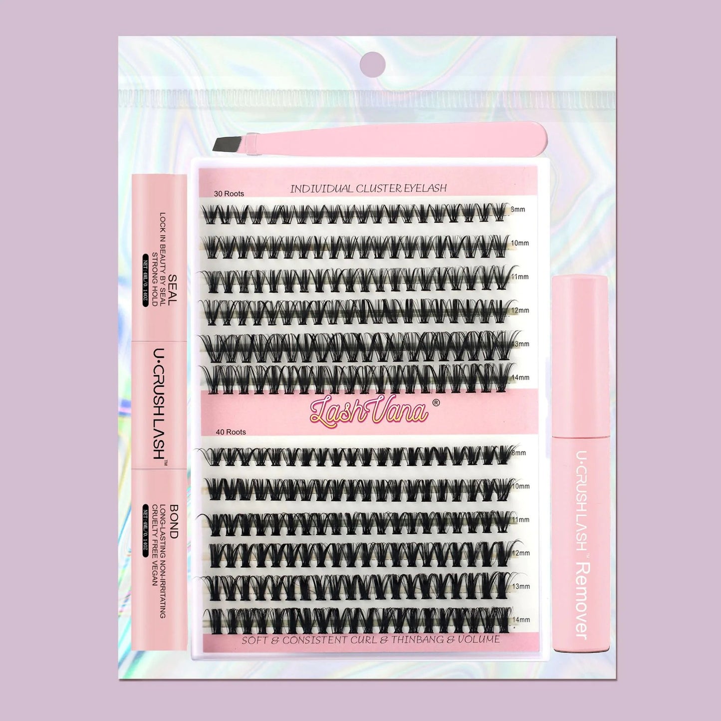 DIY Eyelash Extension Kit - 240pcs Cluster Lash with Bond & Seal WEM Support (www.WEM.support)