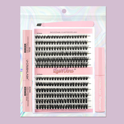 DIY Eyelash Extension Kit - 240pcs Cluster Lash with Bond & Seal WEM Support (www.WEM.support)