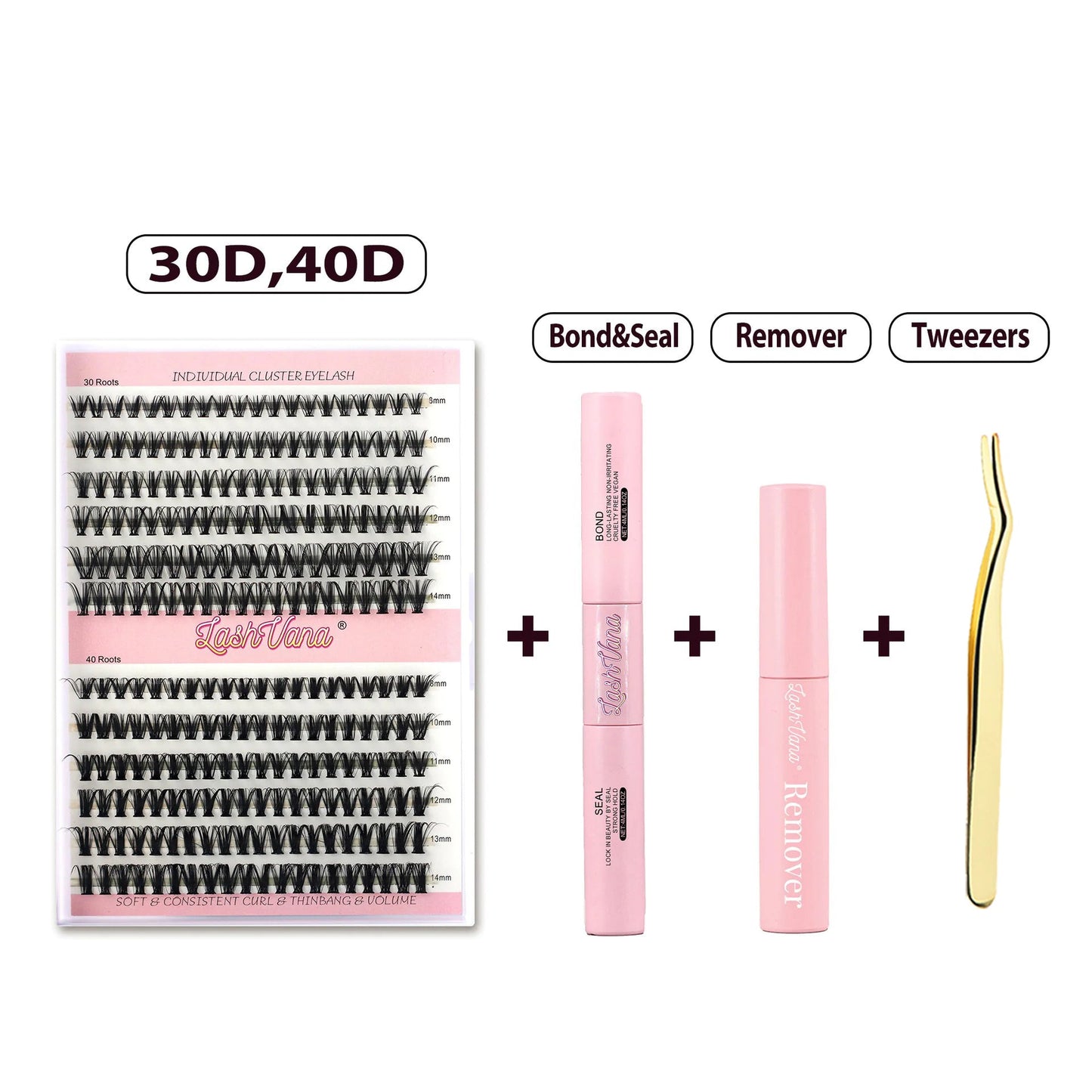 DIY Eyelash Extension Kit - 240pcs Cluster Lash with Bond & Seal WEM Support (www.WEM.support)
