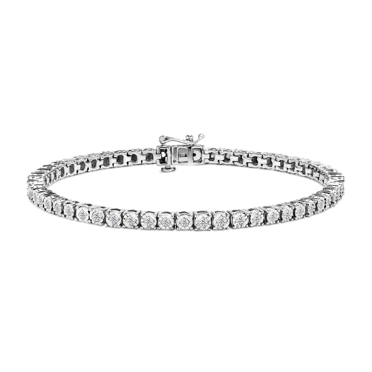 .925 Sterling Silver 1.0 Cttw Diamond Illusion-Set Miracle Plate Tennis Bracelet (I-J Color, I3 Clarity) - 7" WEM Support (www.WEM.support)