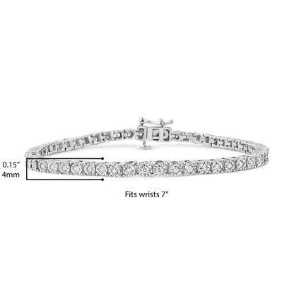 .925 Sterling Silver 1.0 Cttw Diamond Illusion-Set Miracle Plate Tennis Bracelet (I-J Color, I3 Clarity) - 7" WEM Support (www.WEM.support)