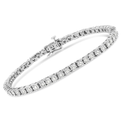 .925 Sterling Silver 1.0 Cttw Diamond Illusion-Set Miracle Plate Tennis Bracelet (I-J Color, I3 Clarity) - 7" WEM Support (www.WEM.support)