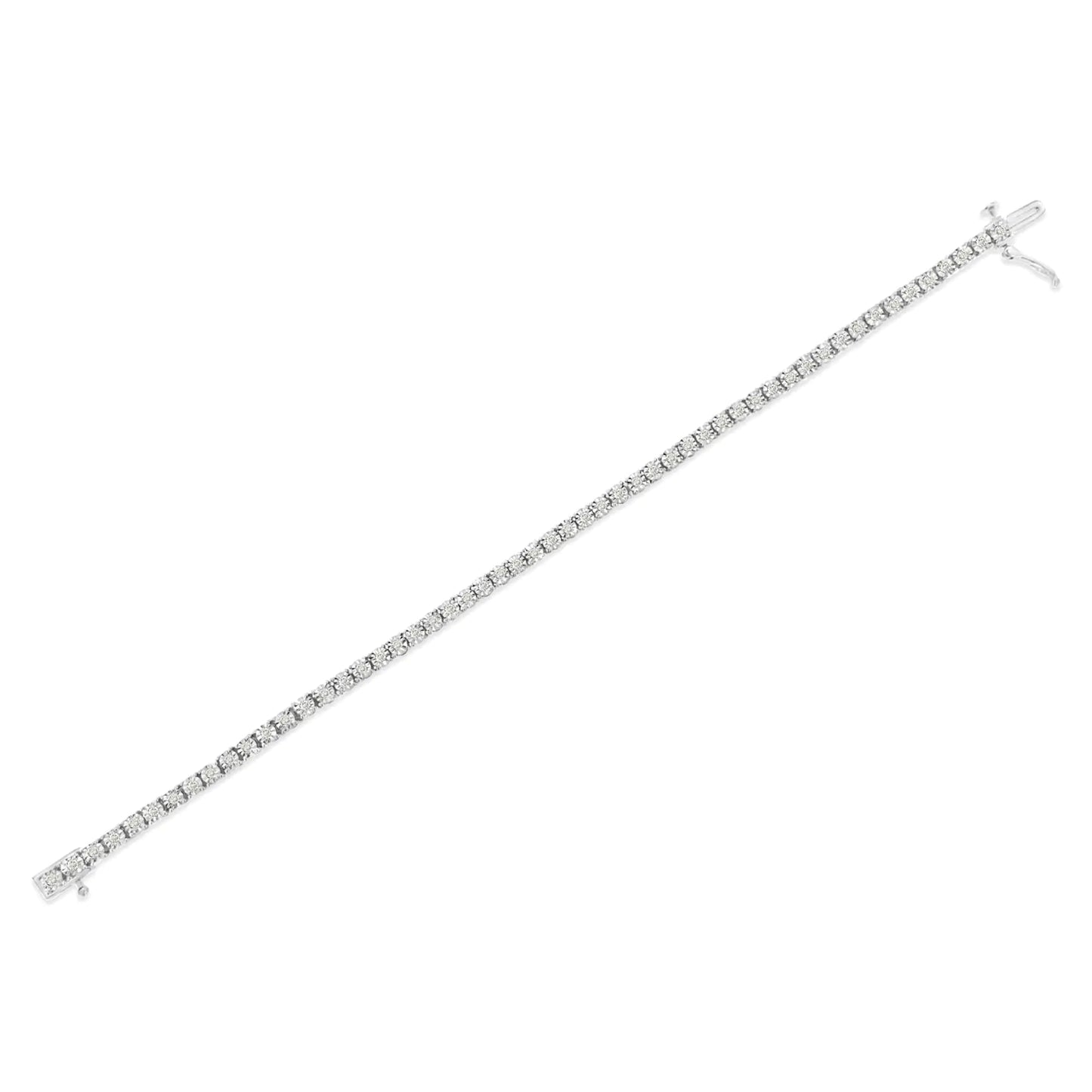 .925 Sterling Silver 1.0 Cttw Diamond Illusion-Set Miracle Plate Tennis Bracelet (I-J Color, I3 Clarity) - 7" WEM Support (www.WEM.support)