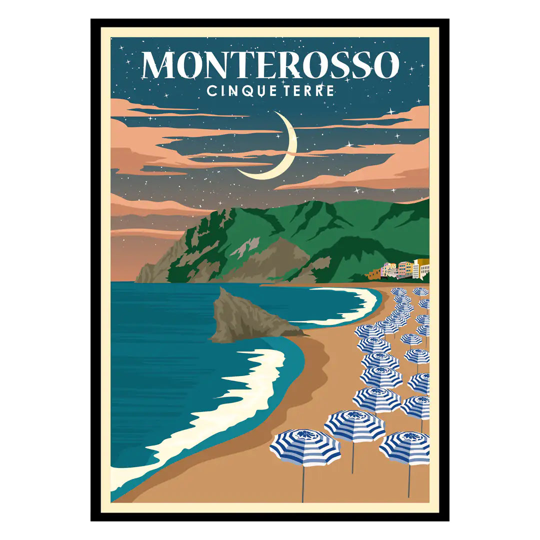 Monterosso al Mare by Night Cinque Terre Poster WEM Support (www.WEM.support)